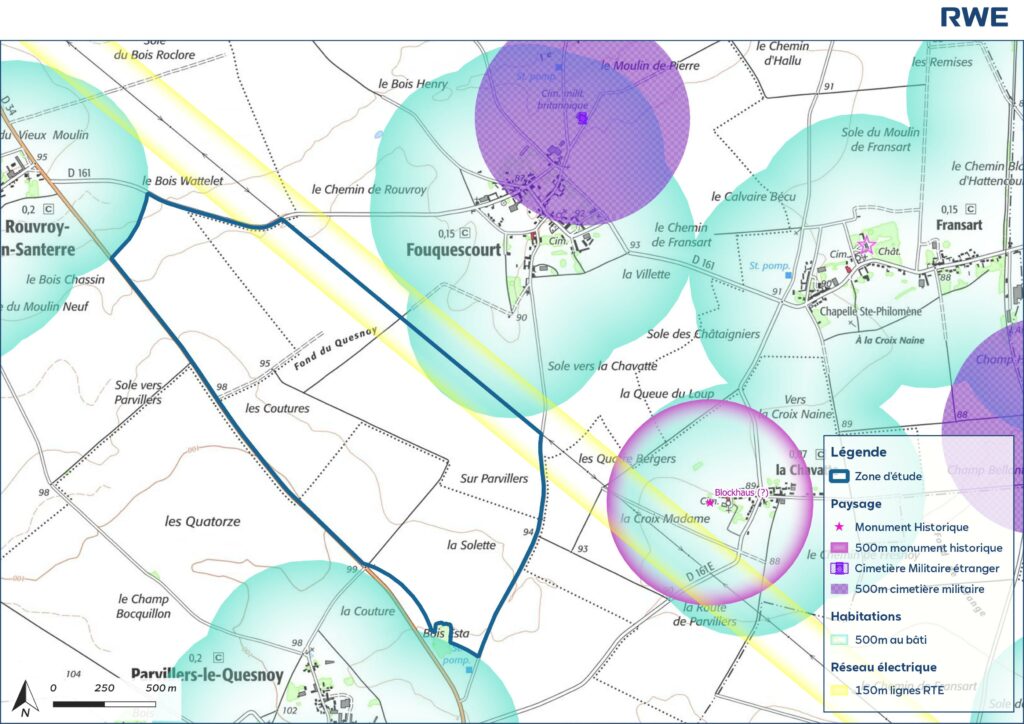 Carte de la zone d'implantation potentielle et de ses enjeux